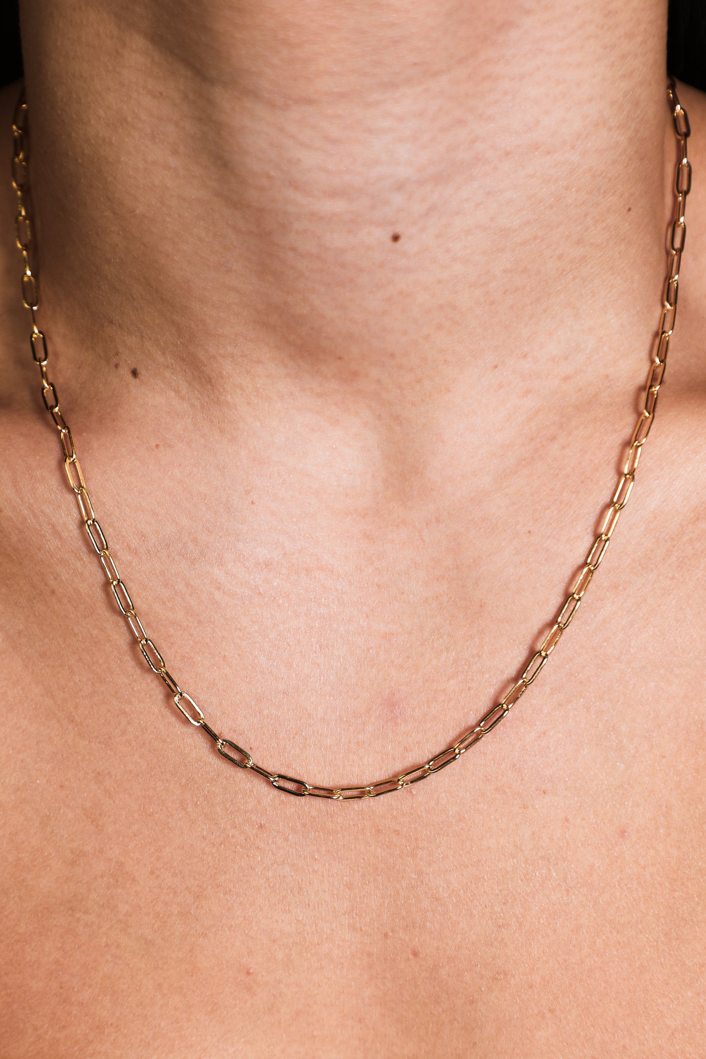 Poppy chain necklace styled on neck - Balboa Gold