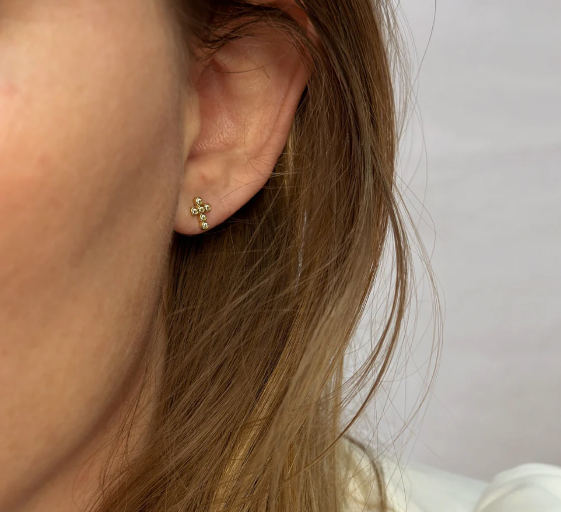 Mini Bezel Cross Studs
