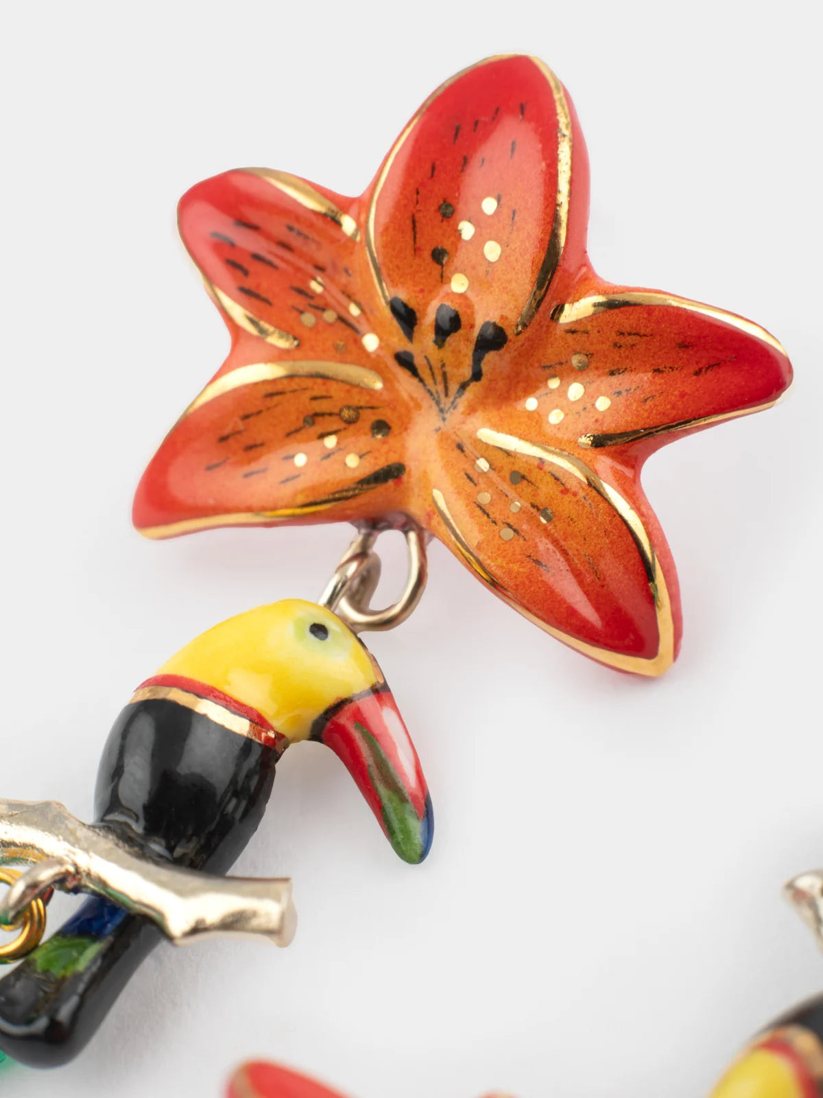 Red Lily & Toucan Earrings