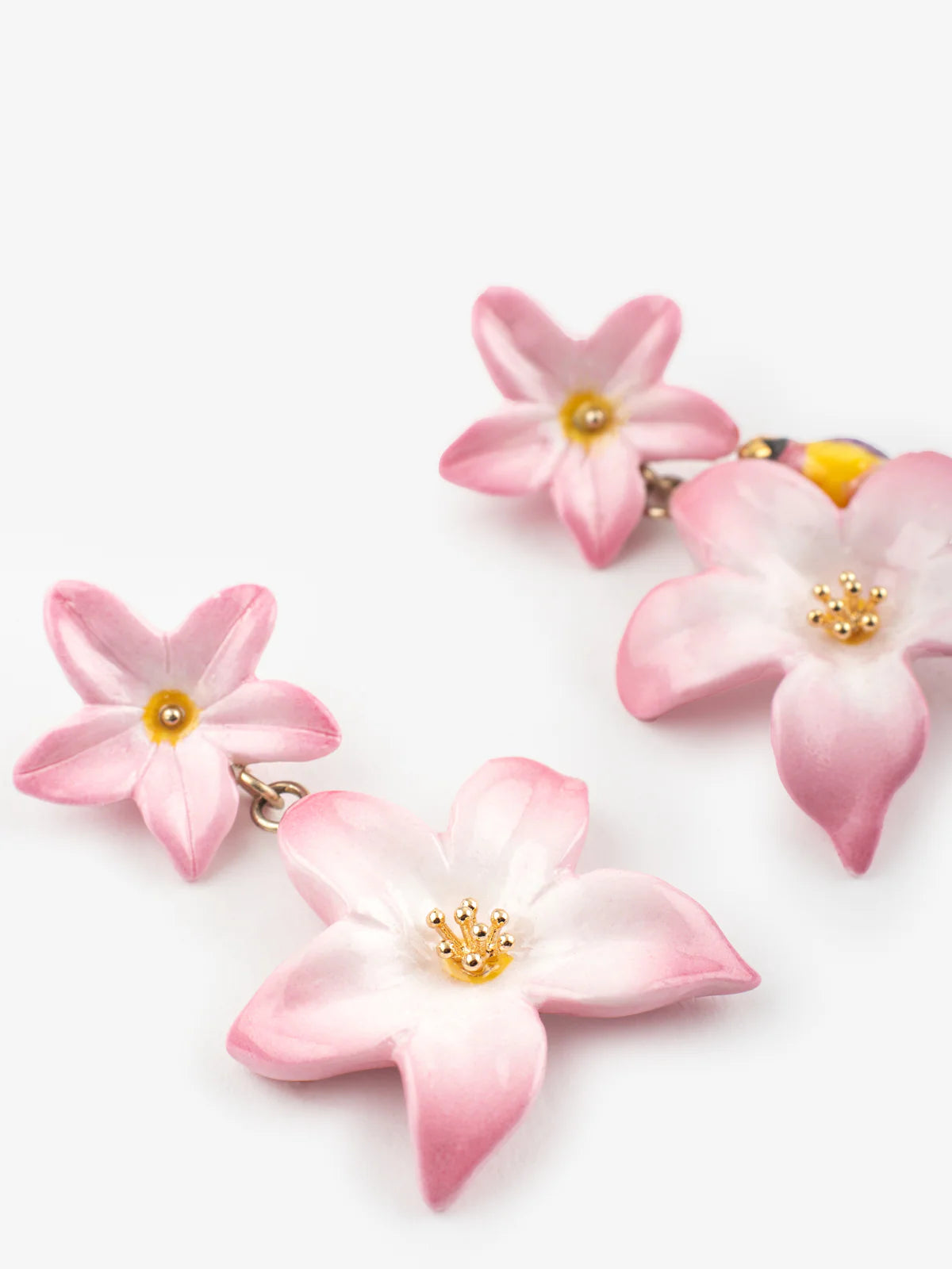 Double Pink Lily Drop Earrings