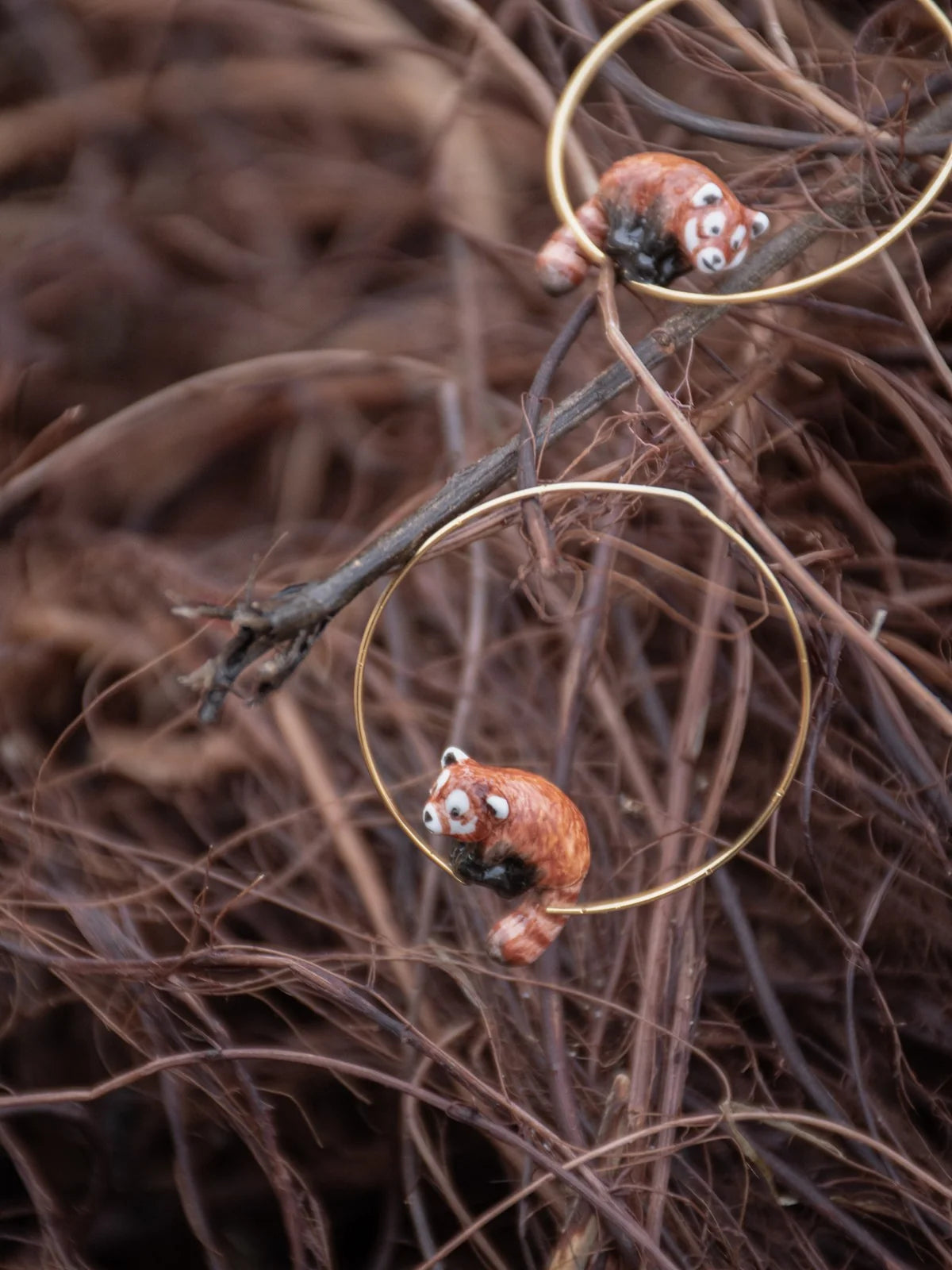 Red Panda Hoop Earrings