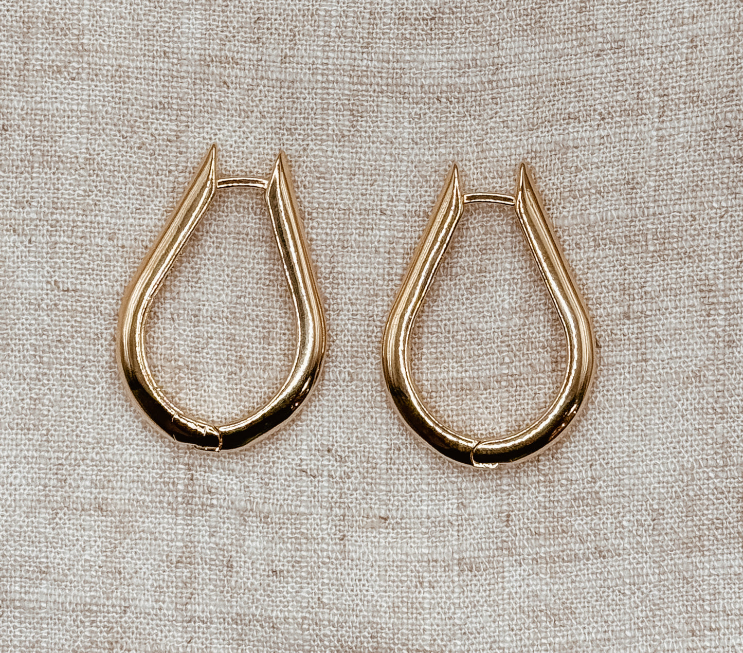 Teardrop Shaped Hoop Earrings