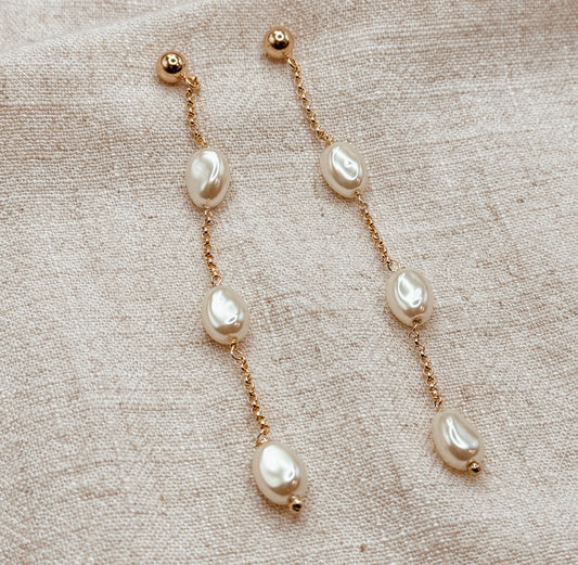 Spaced Baroque Pearl Drop Earrings