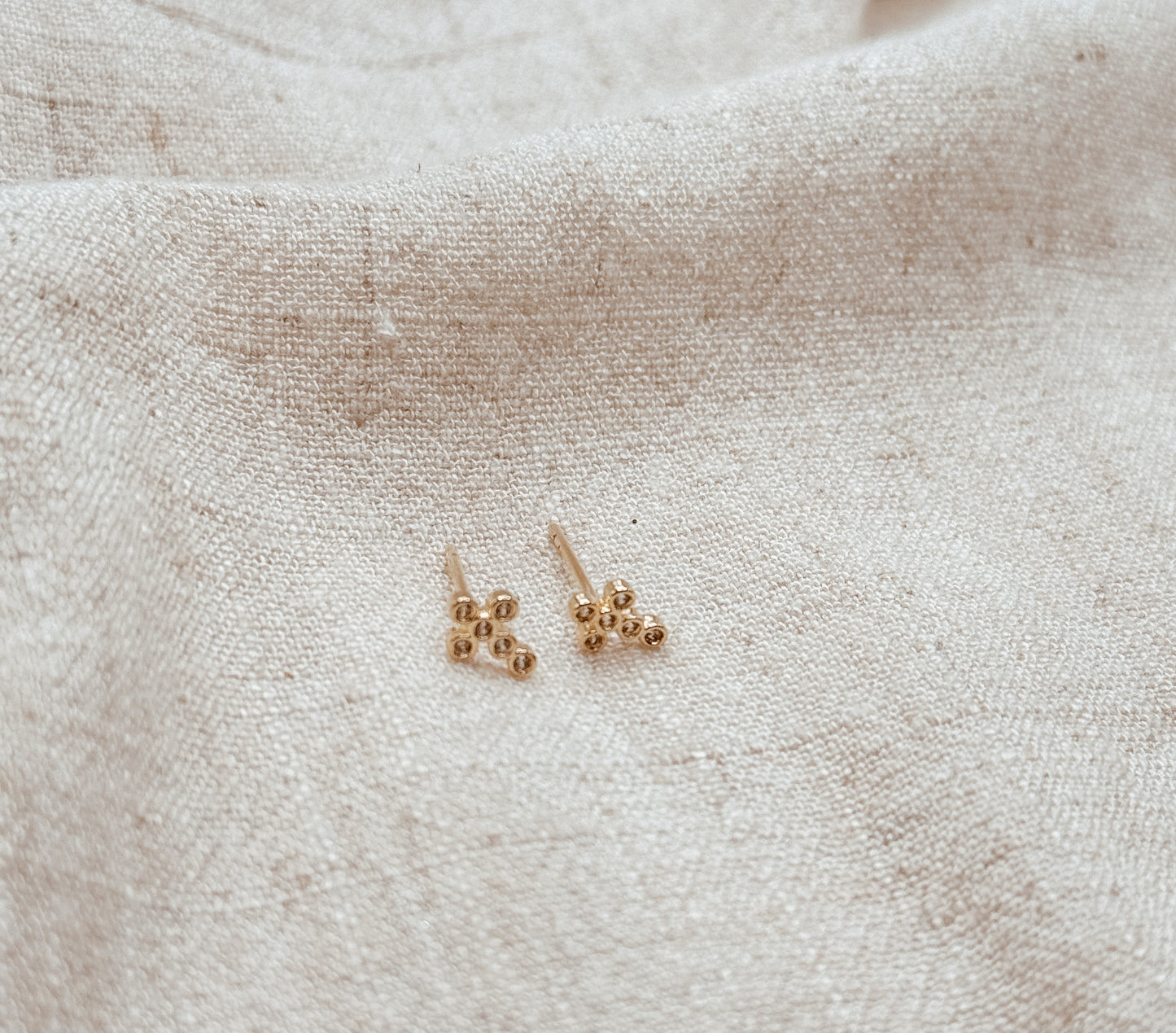 Mini Bezel Cross Studs