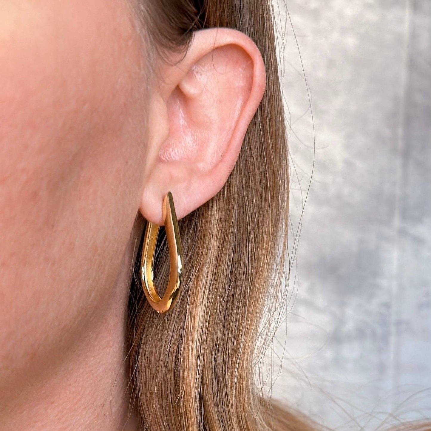 Teardrop Shaped Hoop Earrings