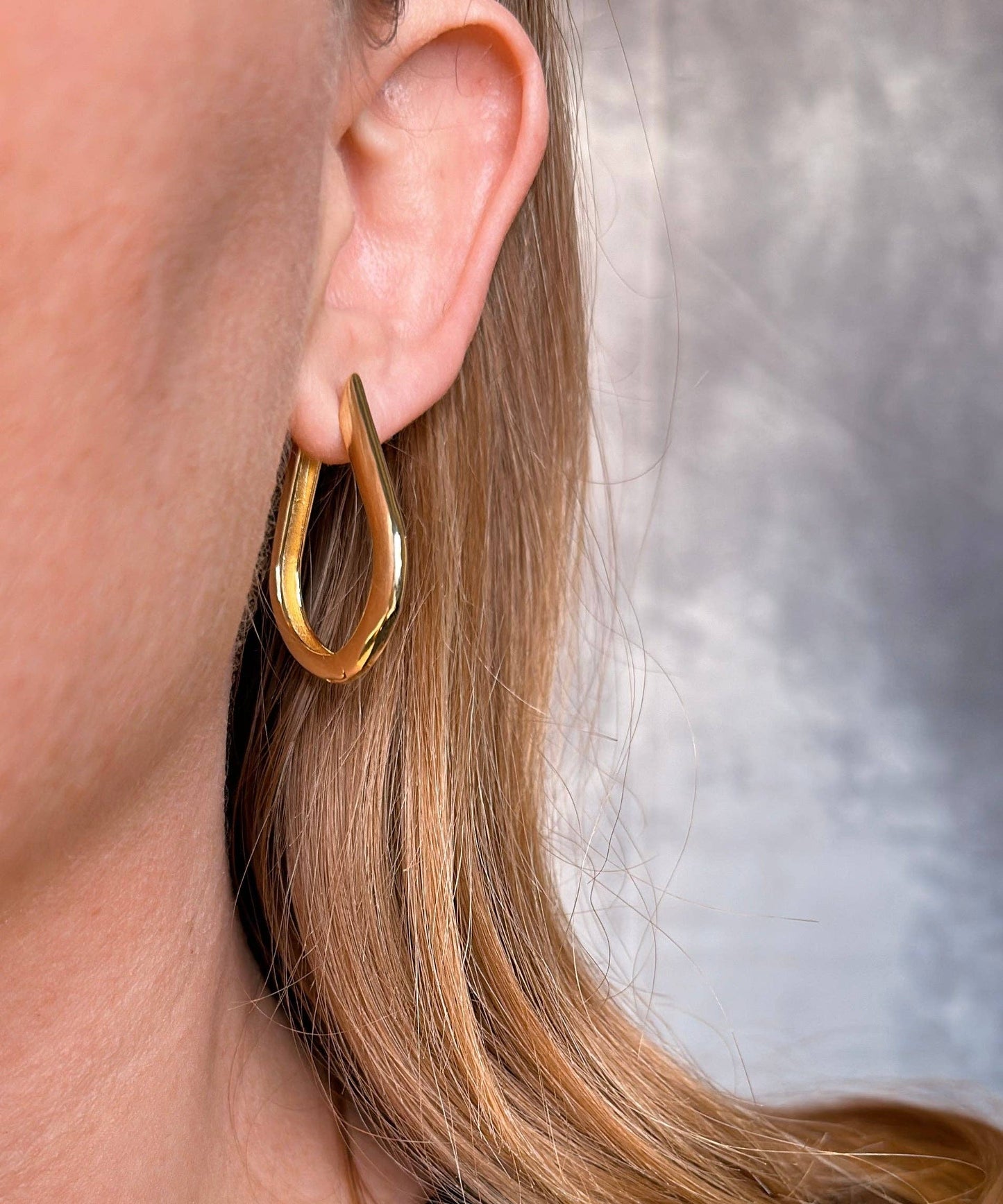 Teardrop Shaped Hoop Earrings