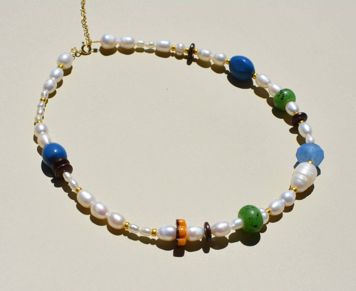 Blue Poppy Bead Necklace