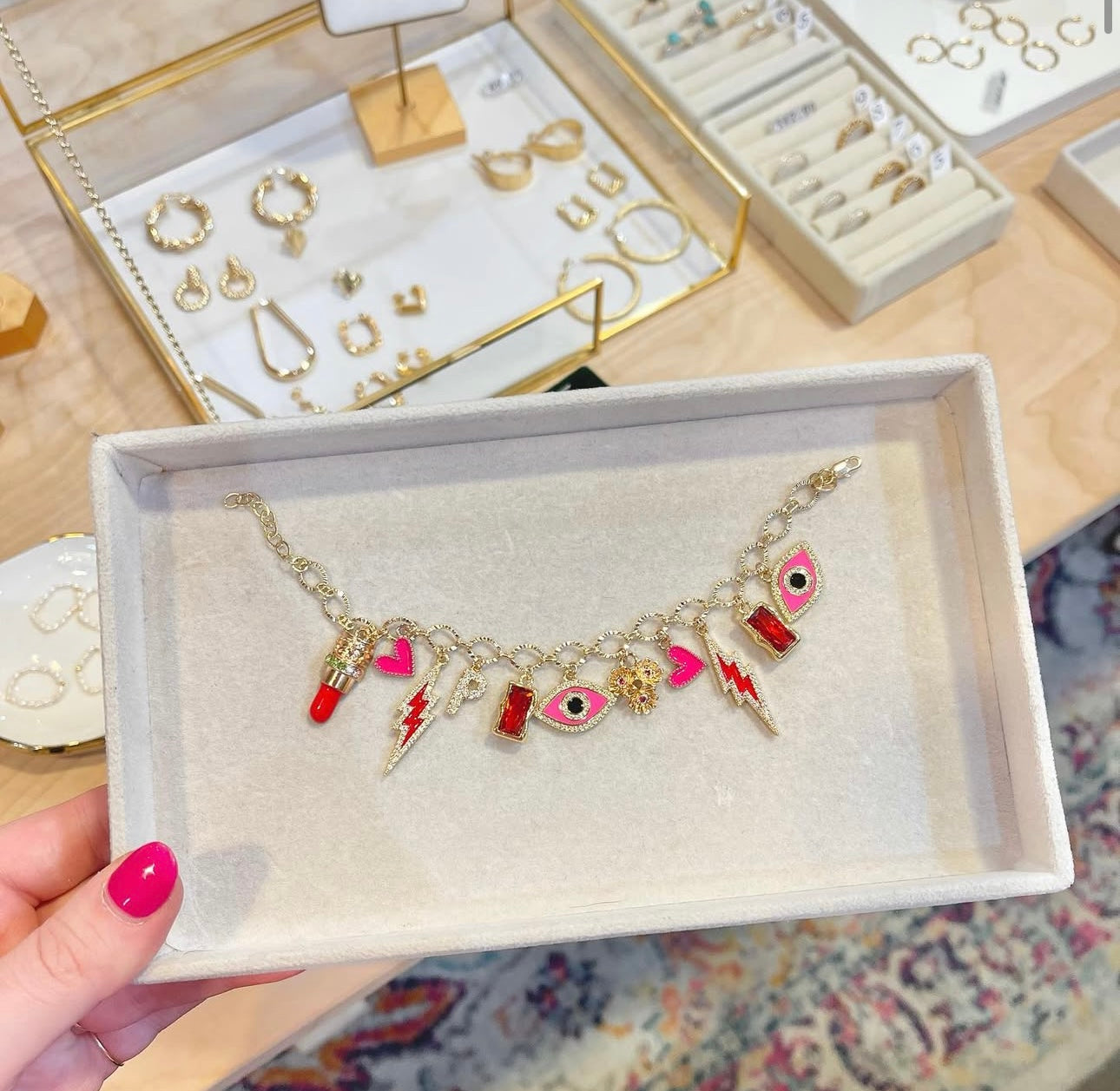 Gold filled jewelry on model — Balboa Gold, Costa Mesa CA