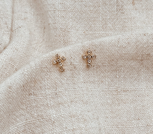 Mini Bezel Cross Studs