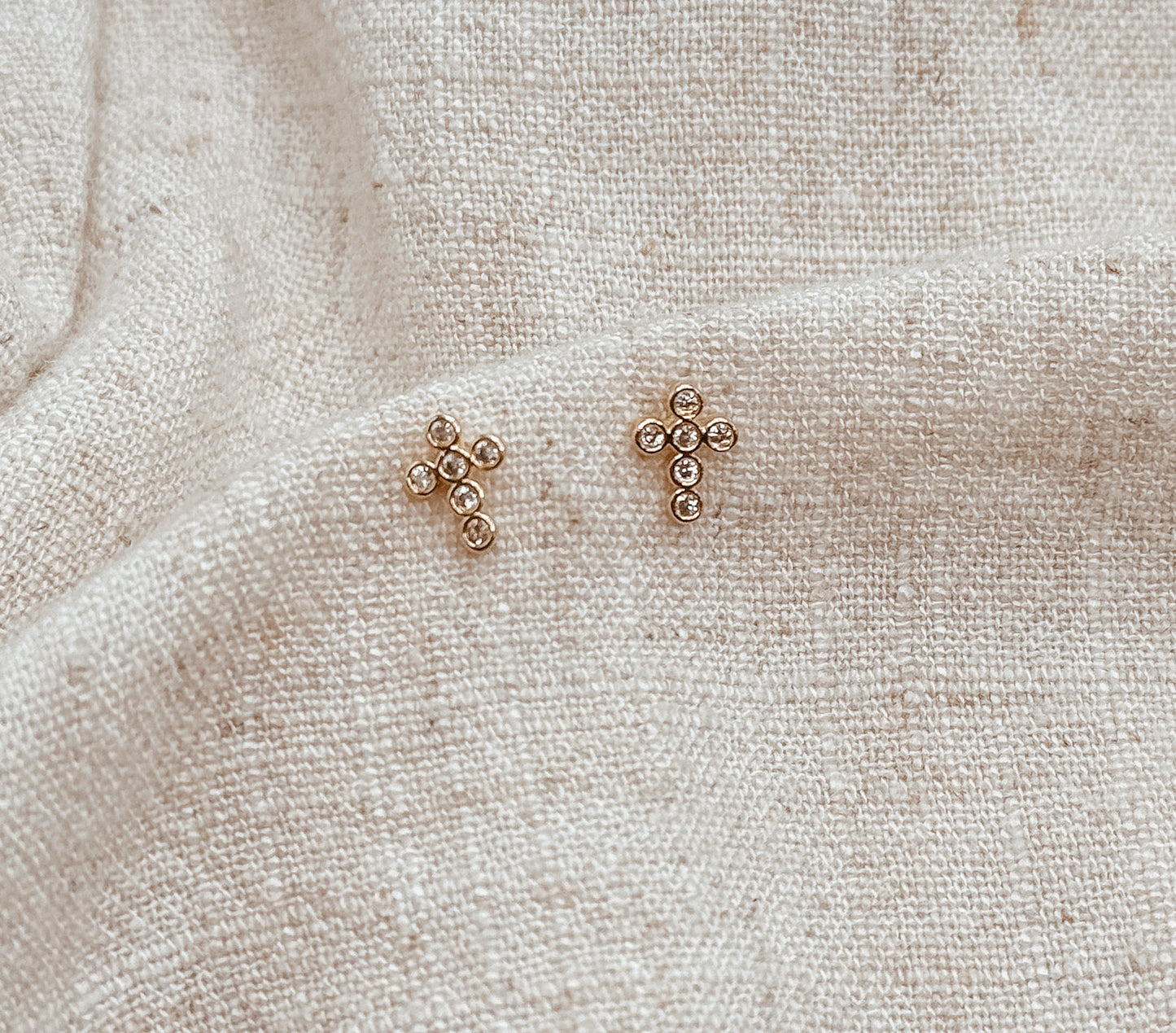 Mini Bezel Cross Studs