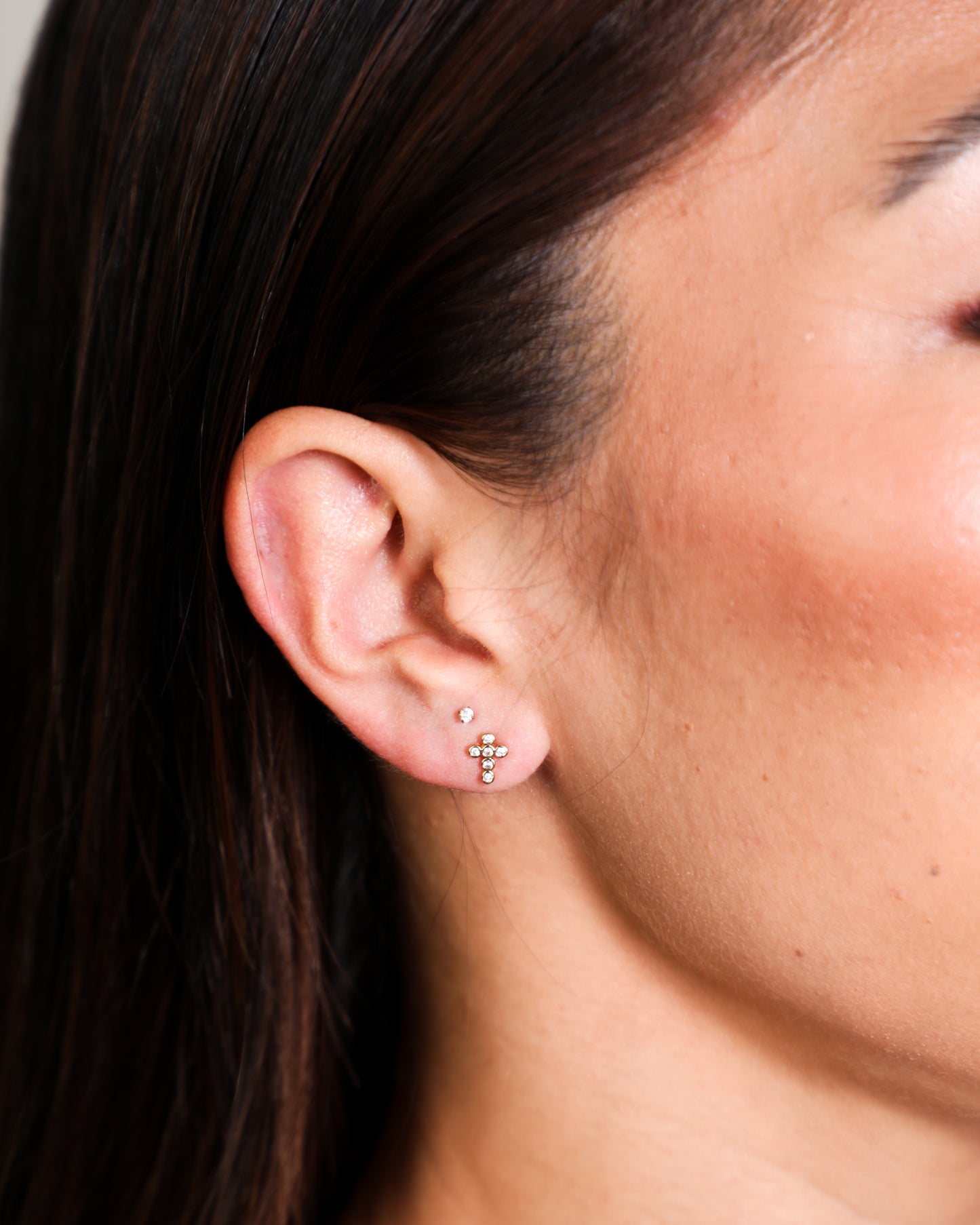 Mini Bezel Cross Studs