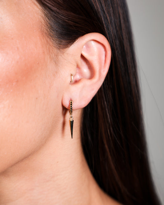 Black Spike Drop Huggie