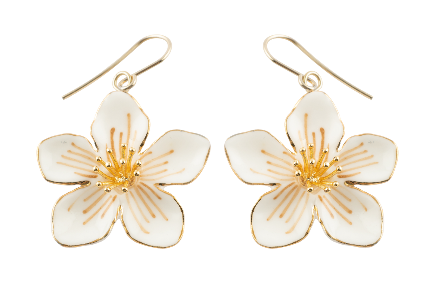 White Flower Drop Earrings
