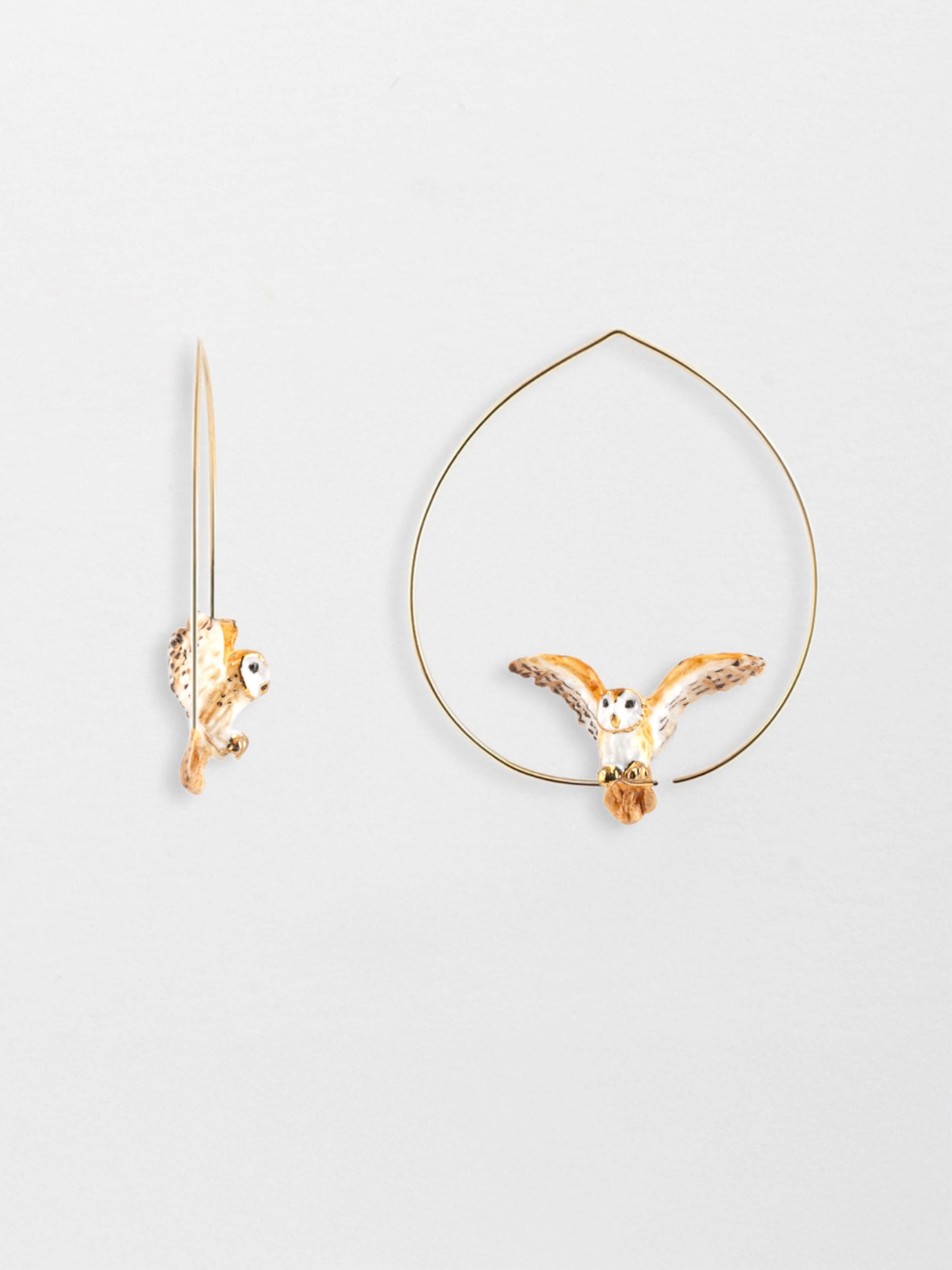 Owl in Flight Hoop Earrings