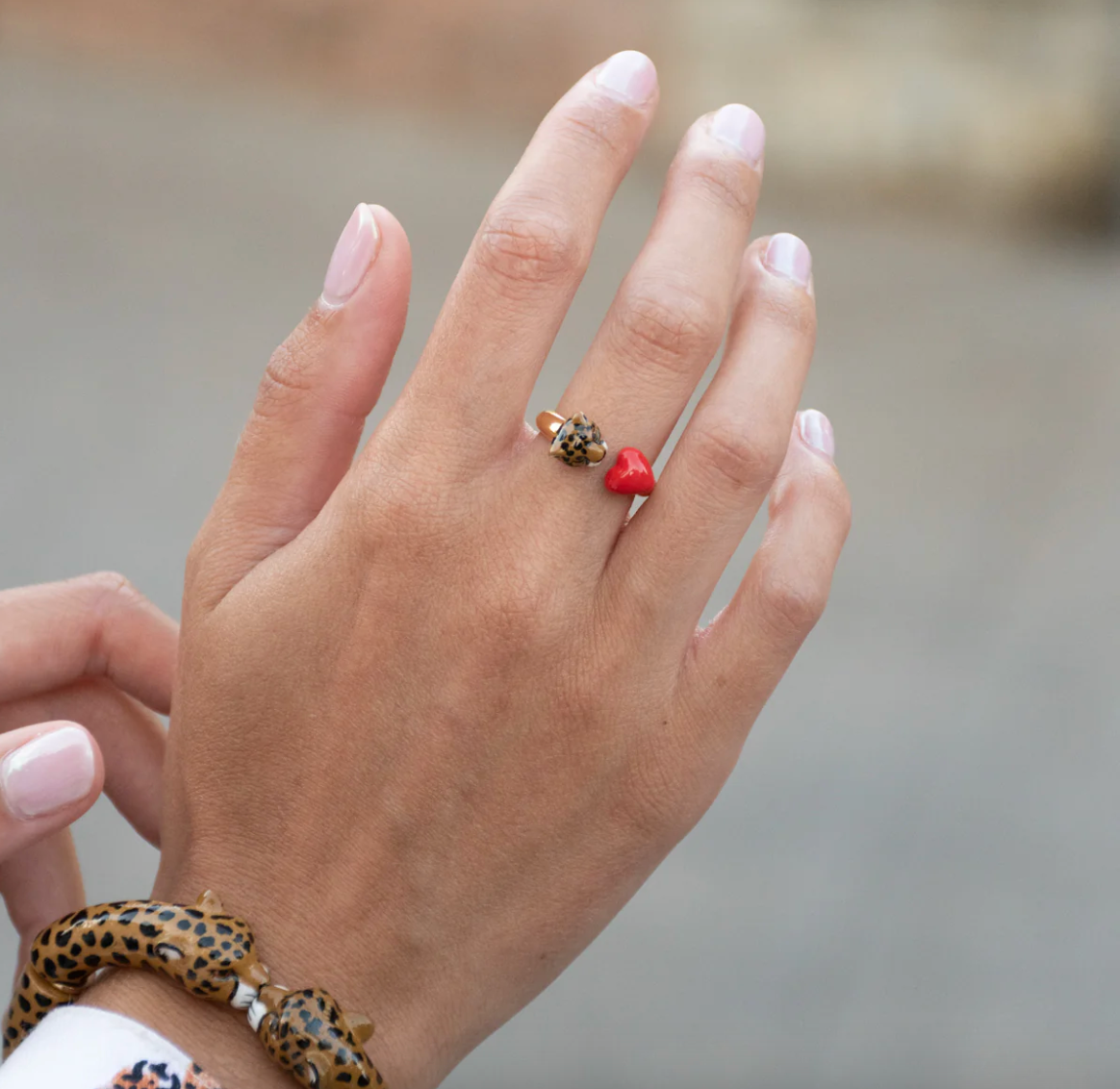 Heart & Cheetah Ring