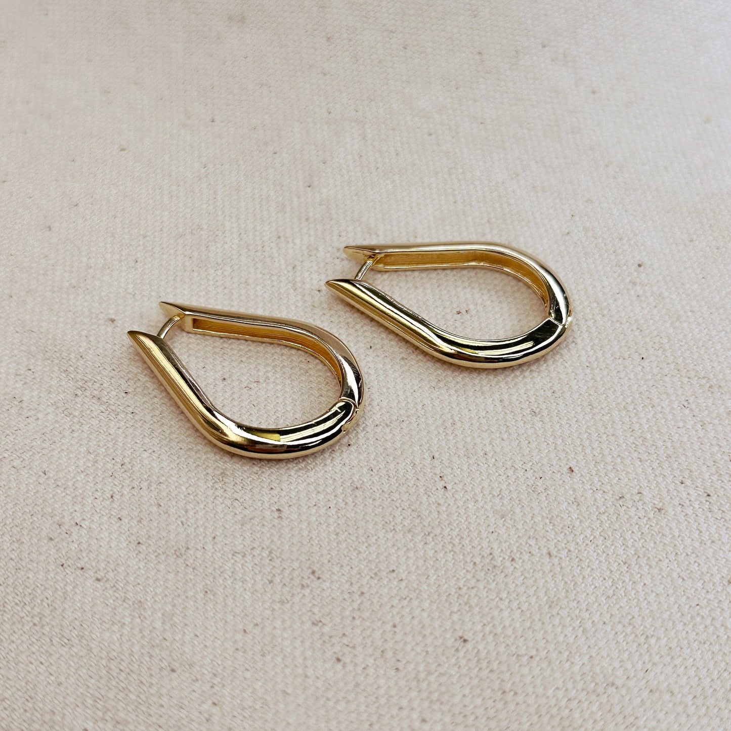 Teardrop Shaped Hoop Earrings