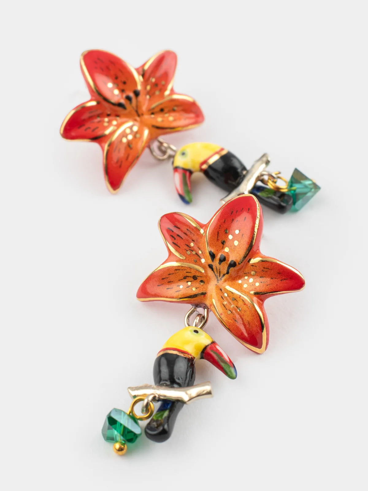 Red Lily & Toucan Earrings