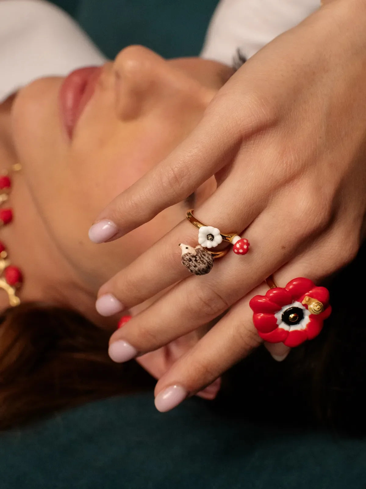 Hedgehog, Mushroom and Anemone Ring
