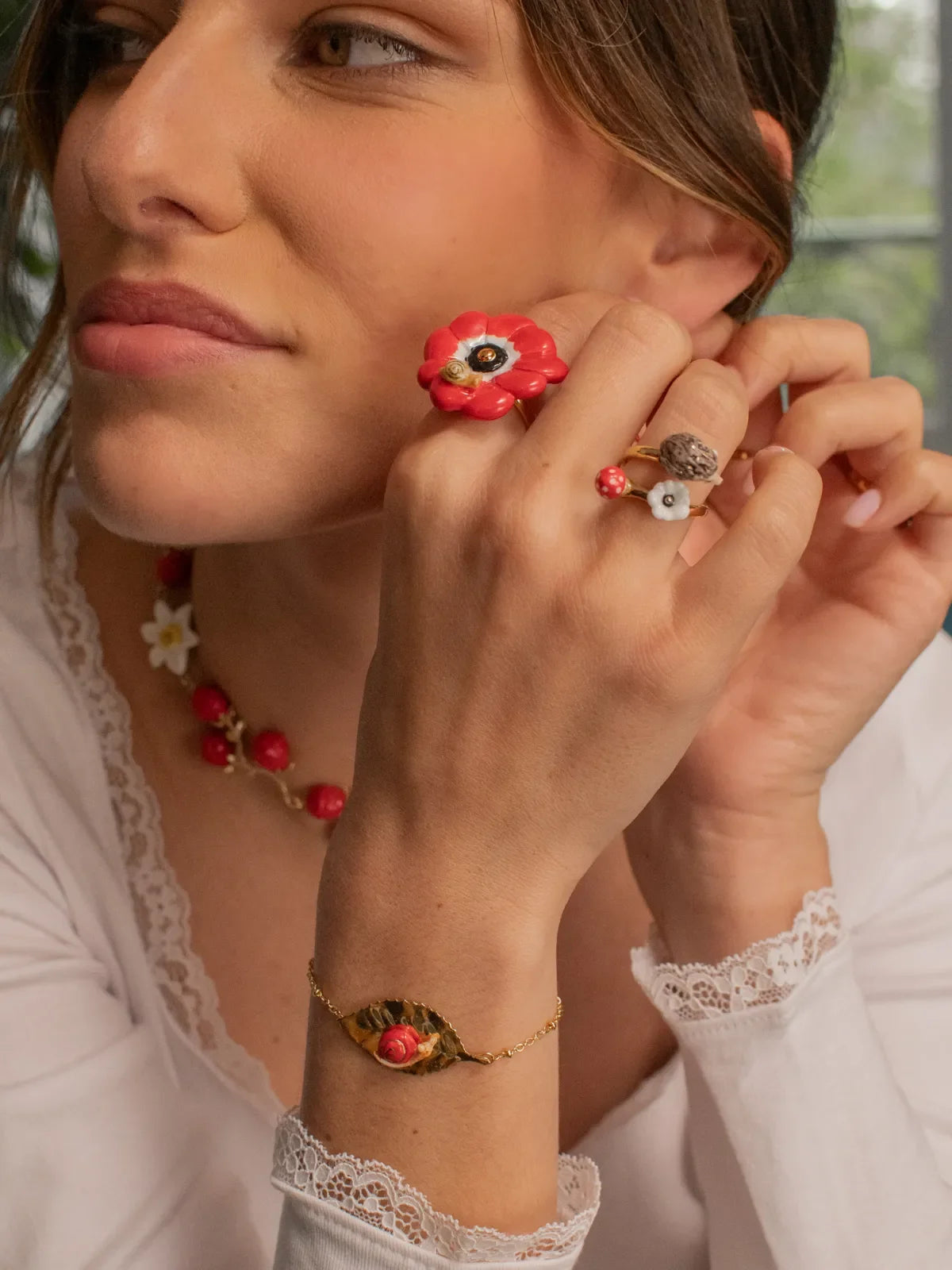 Hedgehog, Mushroom and Anemone Ring