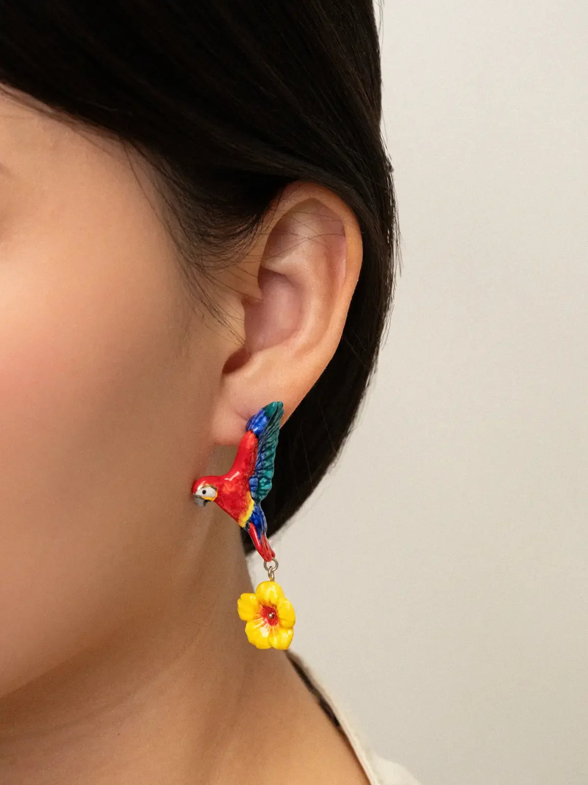 Macaw & Yellow Hibiscus Earrings