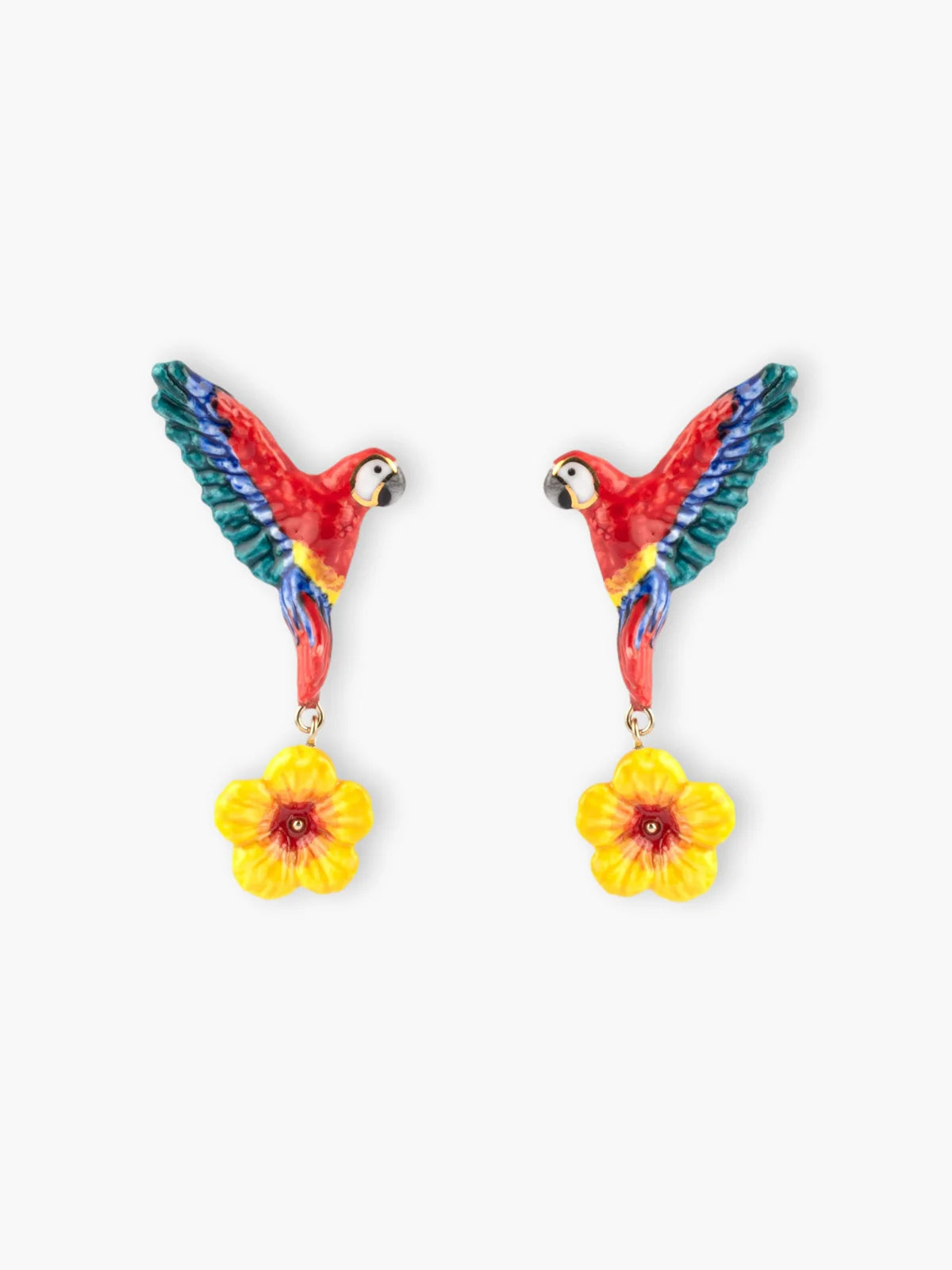 Macaw & Yellow Hibiscus Earrings