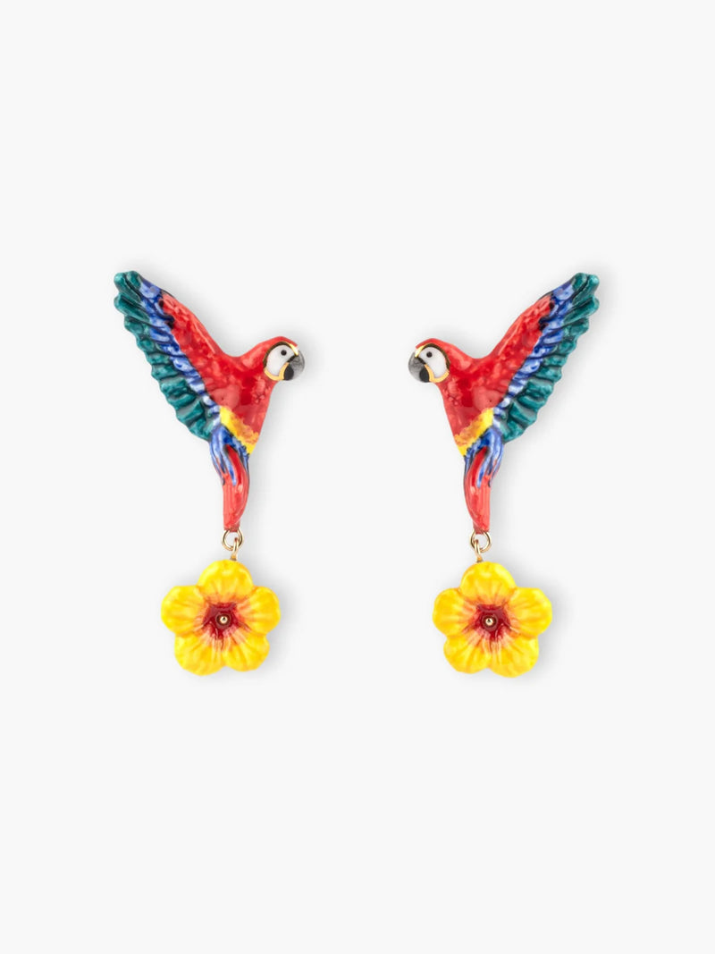 Macaw & Yellow Hibiscus Earrings