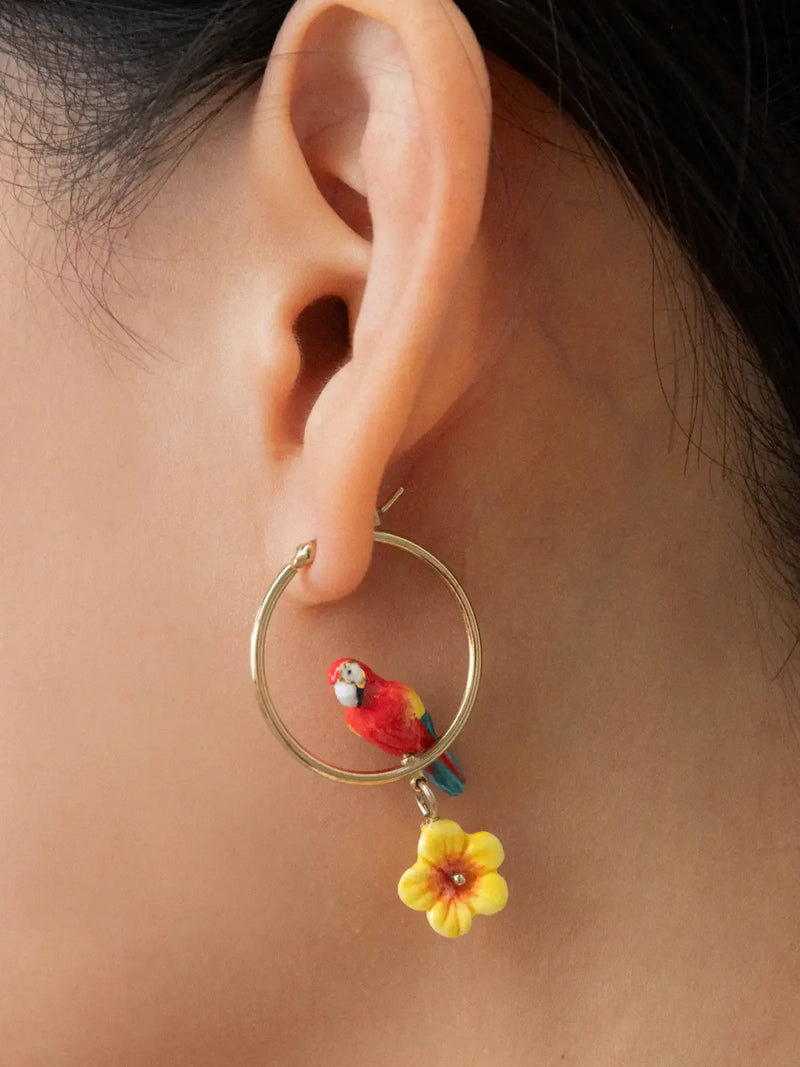 Macaw & Flower Hoops