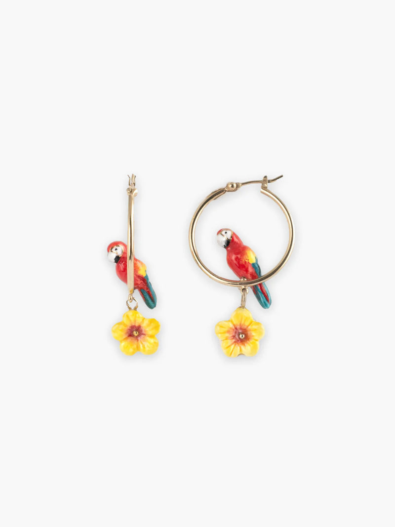 Macaw & Flower Hoops