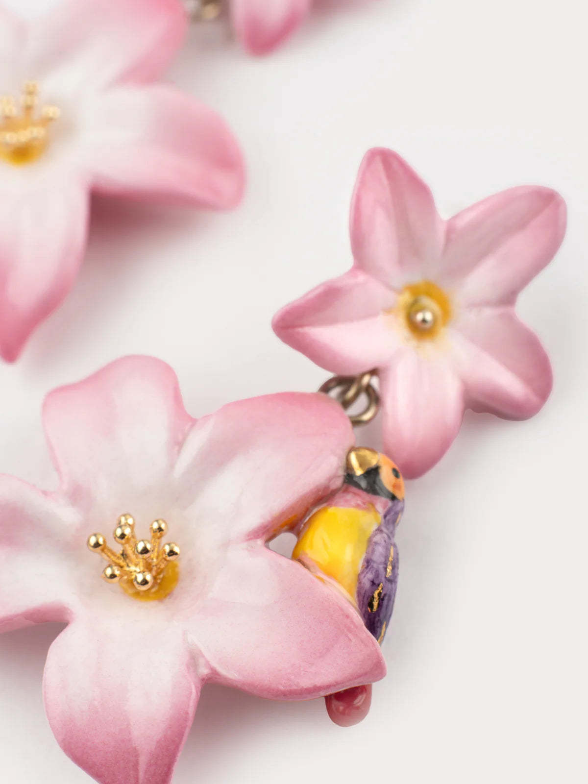 Double Pink Lily Drop Earrings