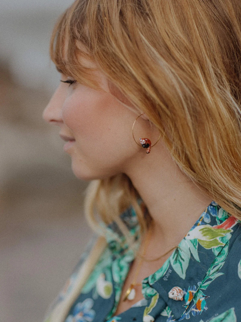 Red Panda Hoop Earrings