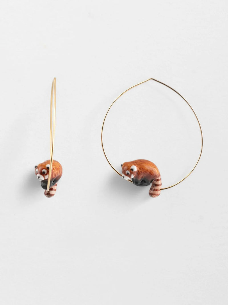 Red Panda Hoop Earrings